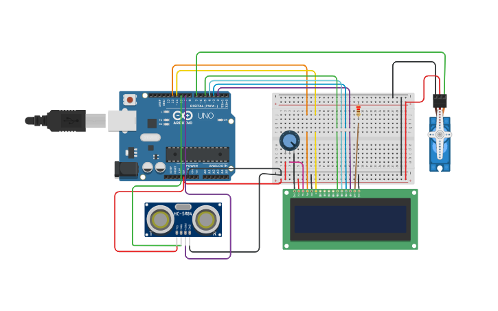 Circuit design Smart Dustbin - Tinkercad