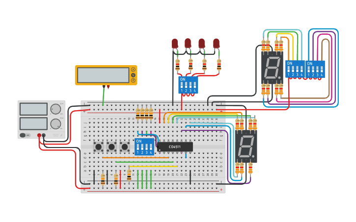 Circuit design 7 segmentos - Tinkercad