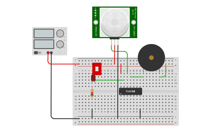 Circuit design Alarma muy simple - Tinkercad