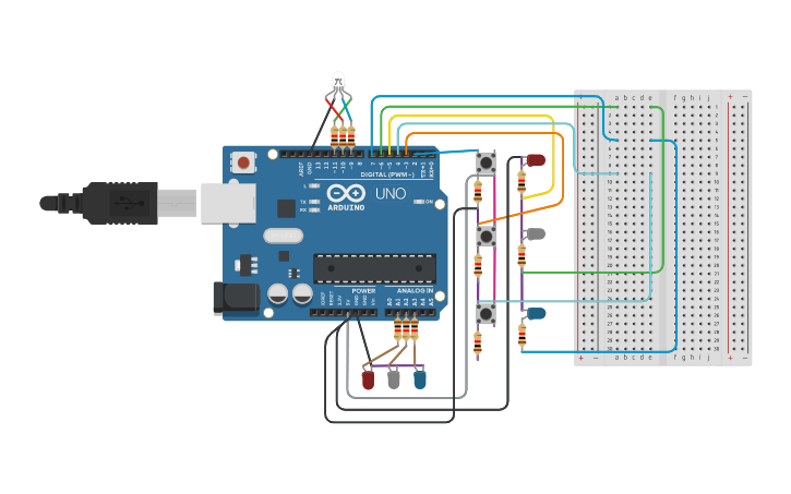 Circuit design rock paper scissors - Tinkercad