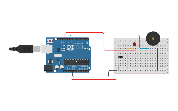 Circuit design SLIDESWITCH+ LED + BUZZER - Tinkercad