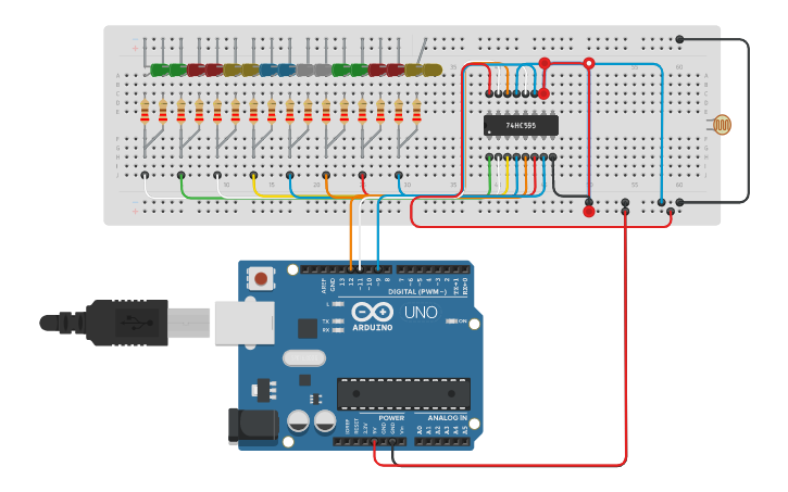 Circuit design ELEGOO Photoresistor and The Serial Monitor | Tinkercad
