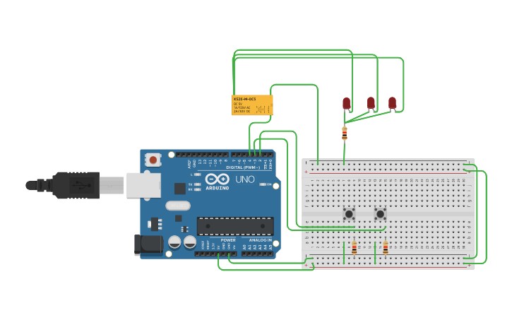 Circuit design Reley 2 | Tinkercad