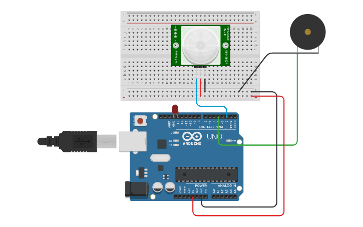 Circuit design PIR Sensor with Arduino - Tinkercad