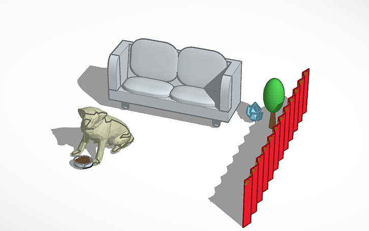 3D design Labrador dog in his house - Tinkercad