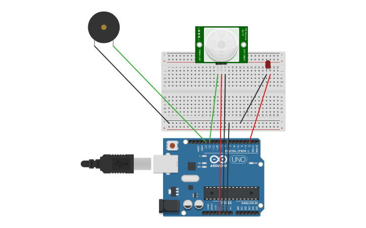Circuit design PIR senser 63704035 | Tinkercad