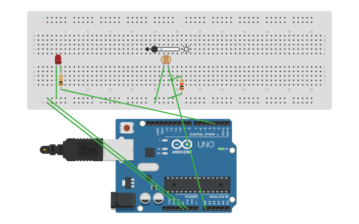 Circuit design Photoresistor - Tinkercad