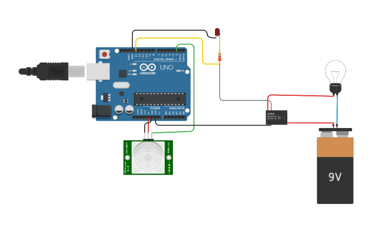 Circuit design PIR sensor - Tinkercad