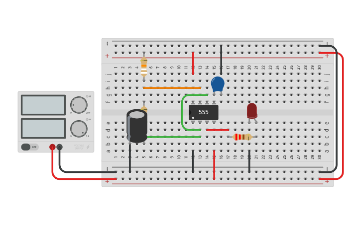 Circuit design 555 temporizador astable - Tinkercad