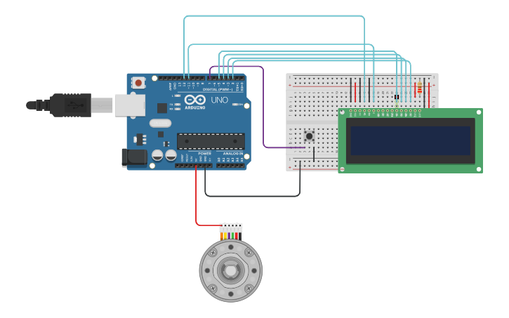 Circuit design LCD+ Servo - Tinkercad
