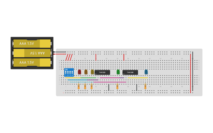 Circuit design circuito 7408 y 7486 - Tinkercad