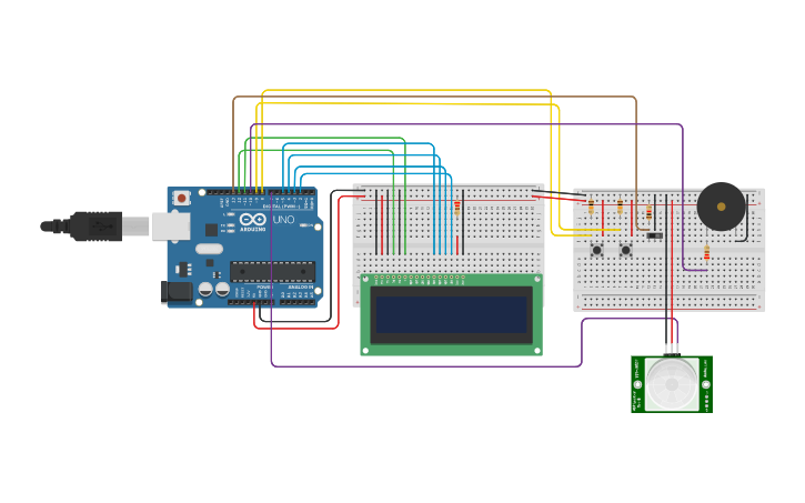 Circuit design Reloj despertador con sensor PIR - Tinkercad