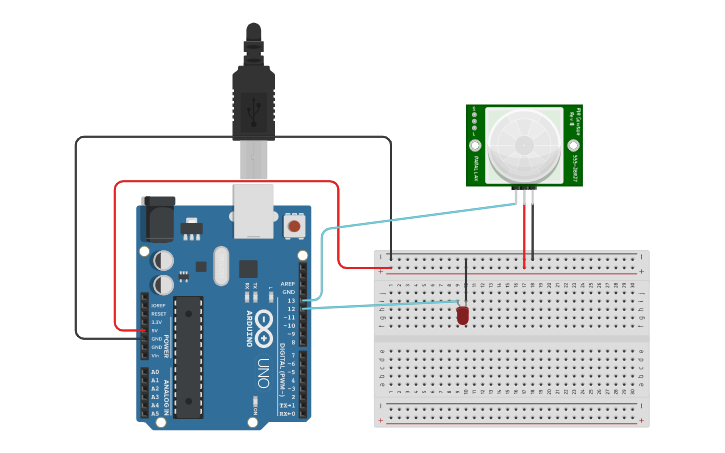 Circuit design PIR Sensor - Tinkercad
