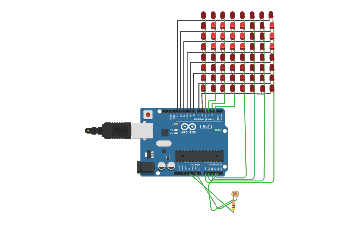 Circuit design Sceen space invader light | Tinkercad