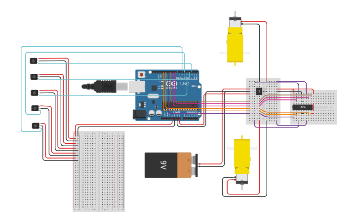 Circuit design IR car - Tinkercad
