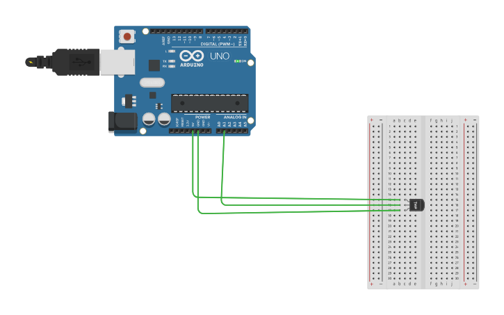 Circuit design Heat / Temperature sensor - Tinkercad