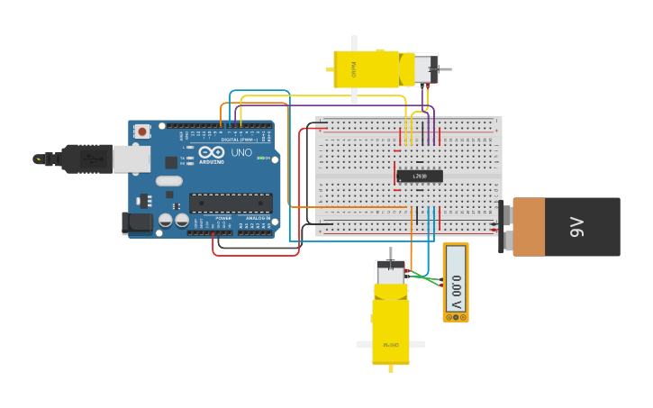 Circuit design Arduino motor control | Tinkercad