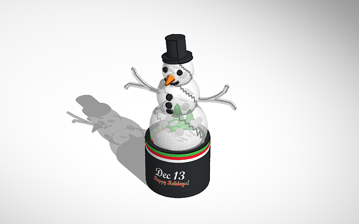3D design Snowman Snow globe - Tinkercad