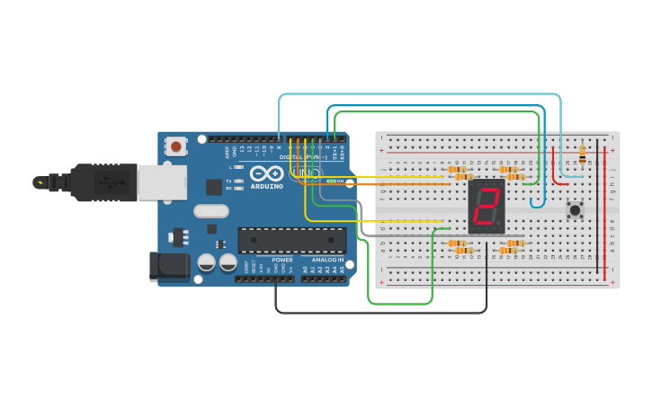 Circuit design Aula_7seg | Tinkercad
