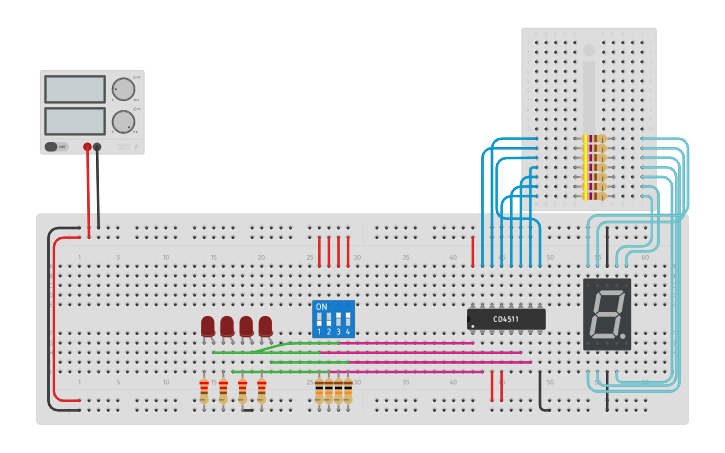 Circuit design 7-Segment Display (Common Cathode) | Tinkercad