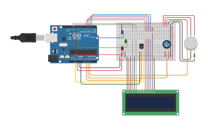 Circuit design Air sensor - Tinkercad