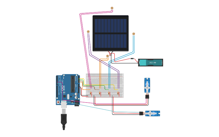 Circuit design seguidor de sol - Tinkercad