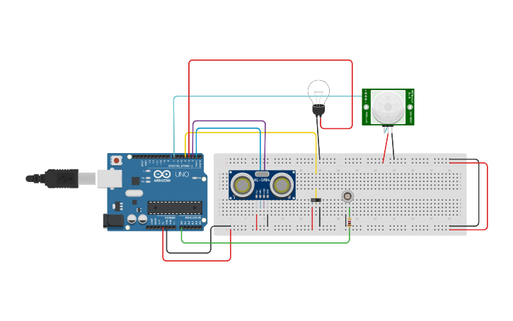 Circuit design Smart Lighting system - Tinkercad