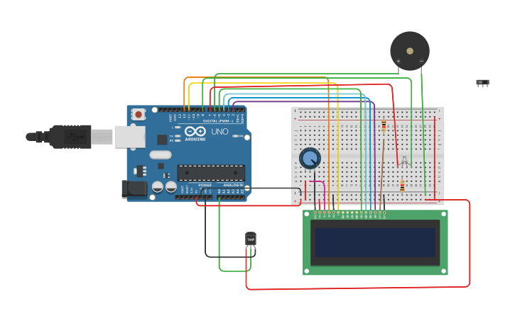Circuit design Copy of Fire alarm system using arduino - Tinkercad image.