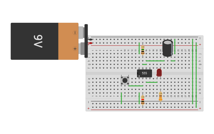 Circuit design IC 555 - Monostable mode - Tinkercad