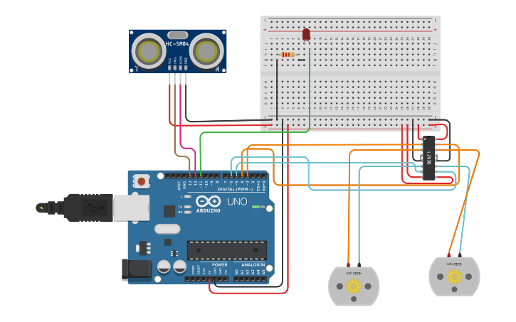 Circuit design Obstacle avoiding Robot - Tinkercad