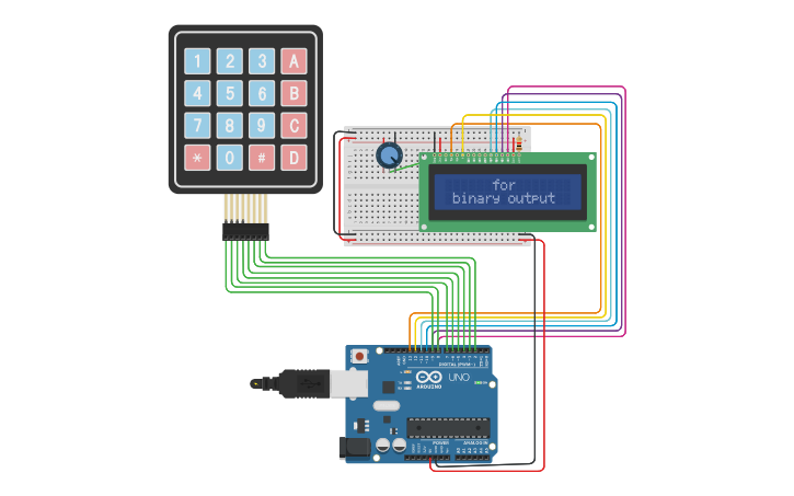 Circuit design Arduino Basic Binary Translator (0-9) - Tinkercad