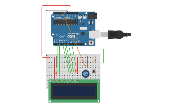 Circuit design LCD+Arduino - Tinkercad