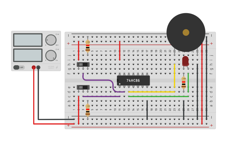 Circuit design Two way switch by XOR - Tinkercad