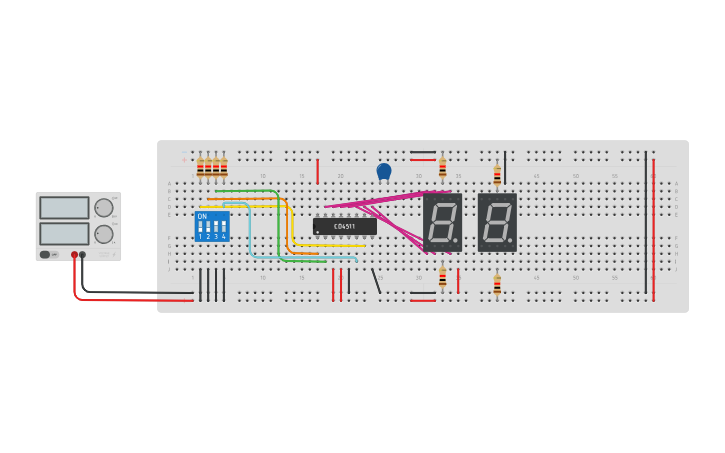 Circuit design BCD to Decimal Encoder - Tinkercad