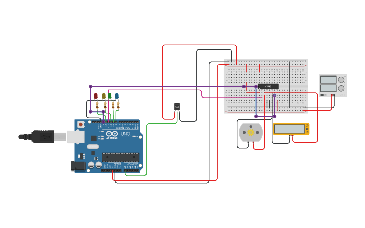 Circuit design Automatic Temperature Controlled Fan - Tinkercad