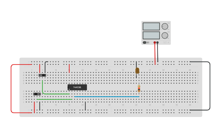 Circuit design XOR Gate | Tinkercad