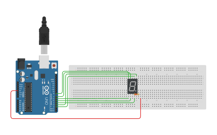 Circuit design 7Segments - Tinkercad