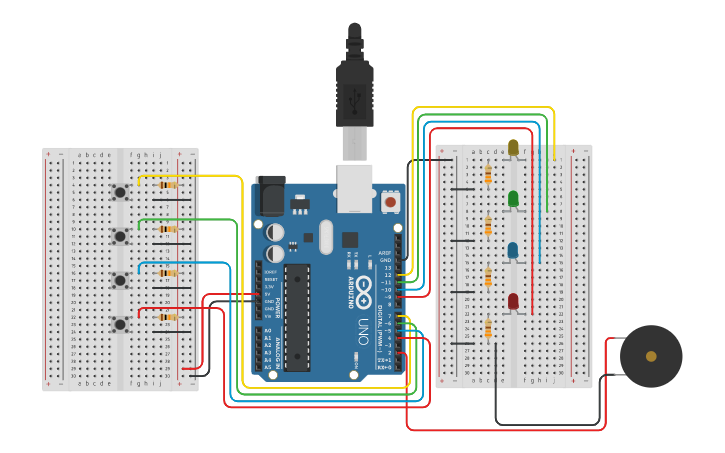 Circuit design Simon Says - Tinkercad