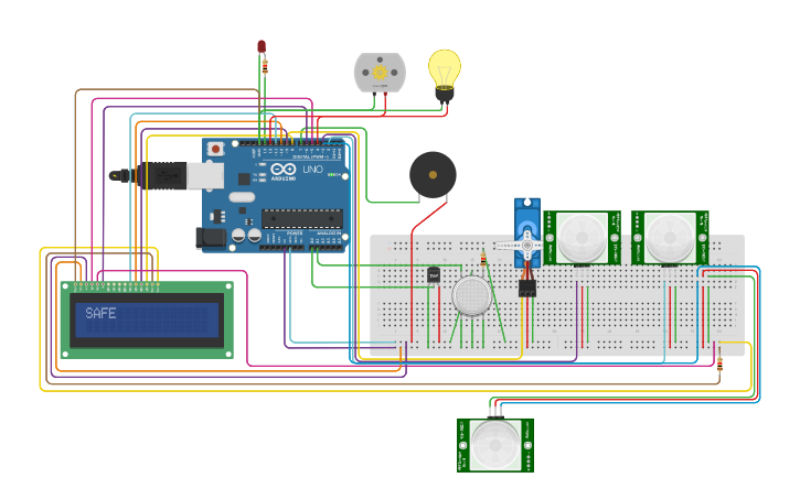 Circuit design Fire Alarm System - Tinkercad