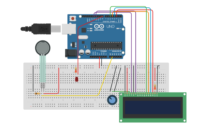 Circuit design force sensor arduino - Tinkercad