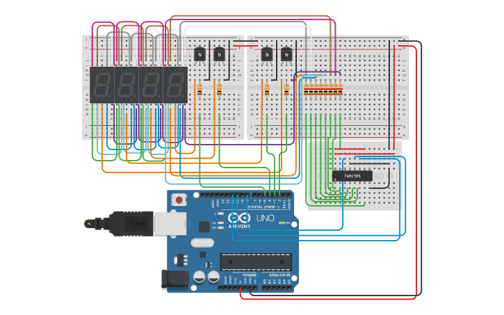 Circuit design 7 Segments Display - Tinkercad