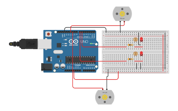 Circuit design LDR arduino - Tinkercad