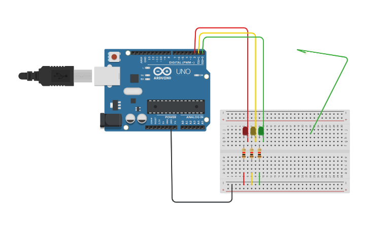 Circuit design ENCENDER Y APAGAR DIODOS LED CON ARDUINO UNO - Tinkercad