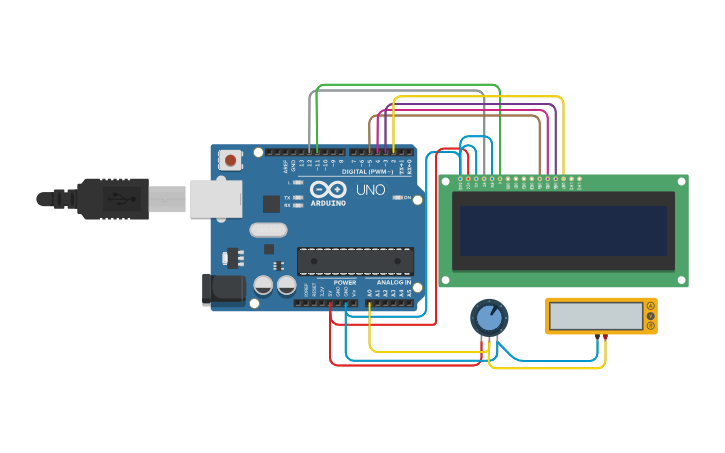 Circuit design LCD Voltmeter - Tinkercad