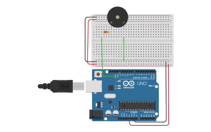 Circuit design piezo element - Tinkercad