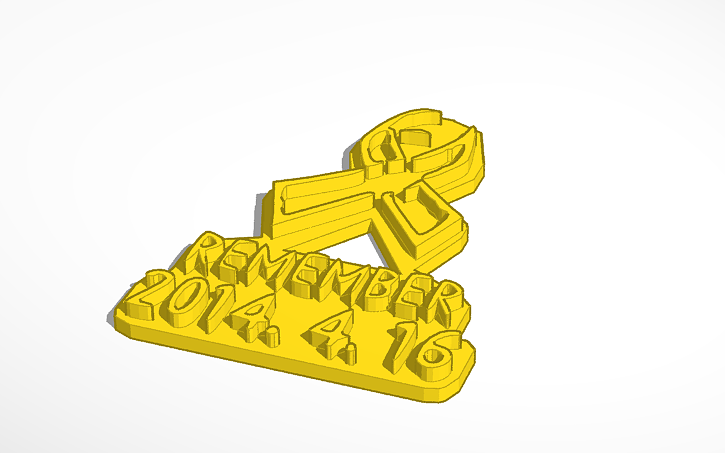 3D design yellow ribbon - Tinkercad