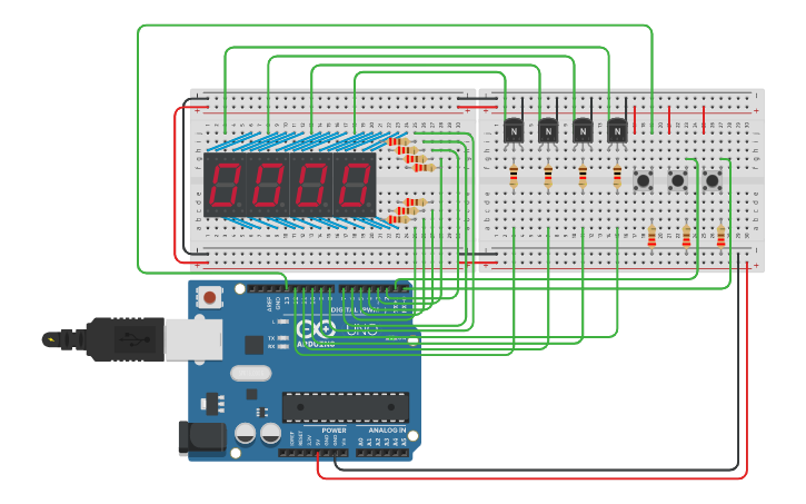 Circuit design Reloj/Cronometro - Tinkercad