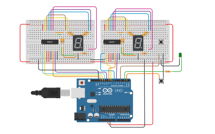 Circuit Design Program Counter 7 Segment Cd4511 Tinkercad