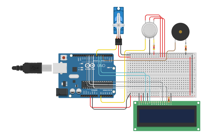 Circuit design Fire Alarm System - Tinkercad