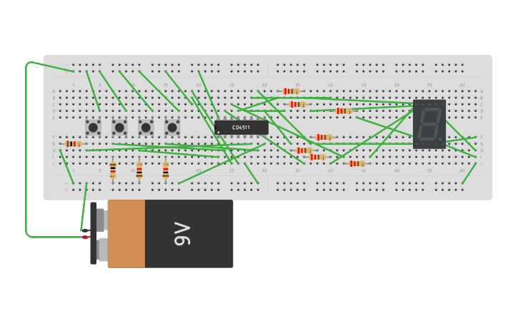 Circuit design Seven Segment Counter - Tinkercad